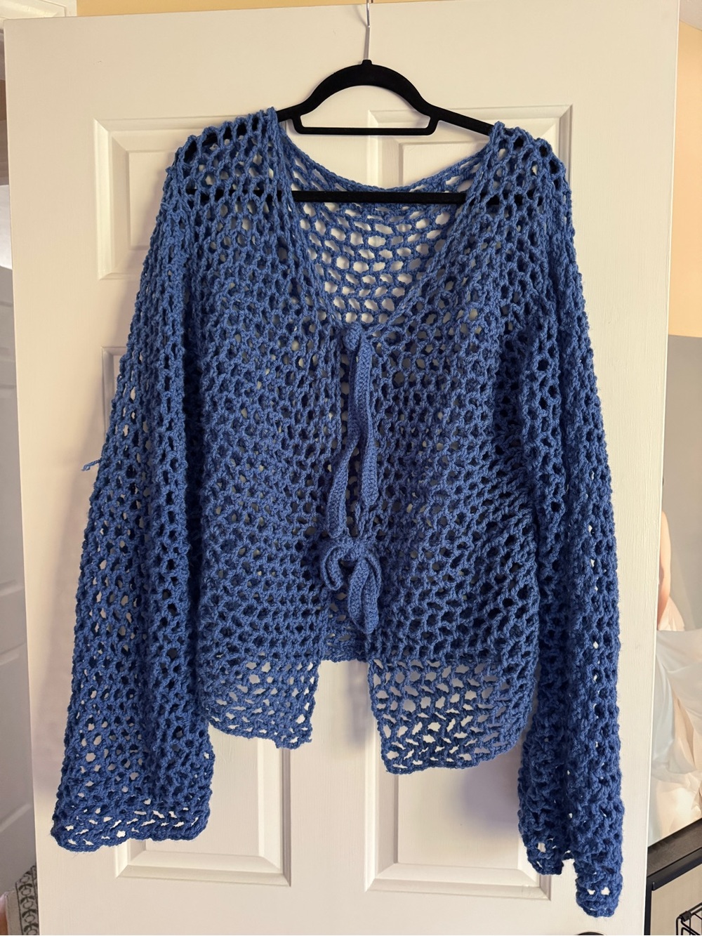 Handmade Oversized Crochet Tie-Front Sweater